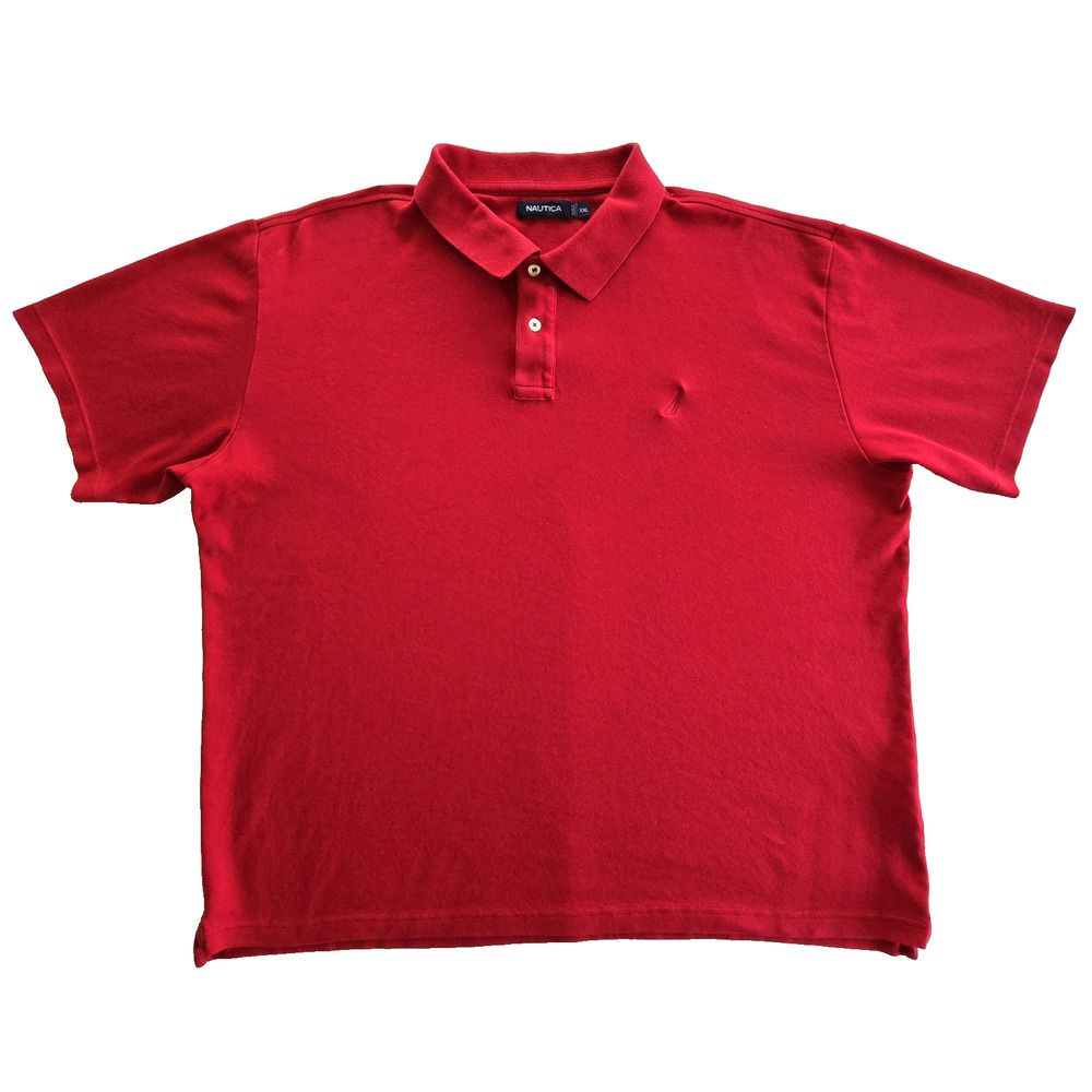 Nautica Polo Shirt Mens 2XL Red Cotton Classic Preppy Casual Golf Resort Travel